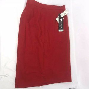VTG Size 8P Petite Women Lined Red Wool Pencil Skirt NWT